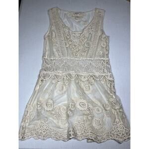 Sundance Sheer Embroidered Floral boho Lace Dress Womens Size 8
